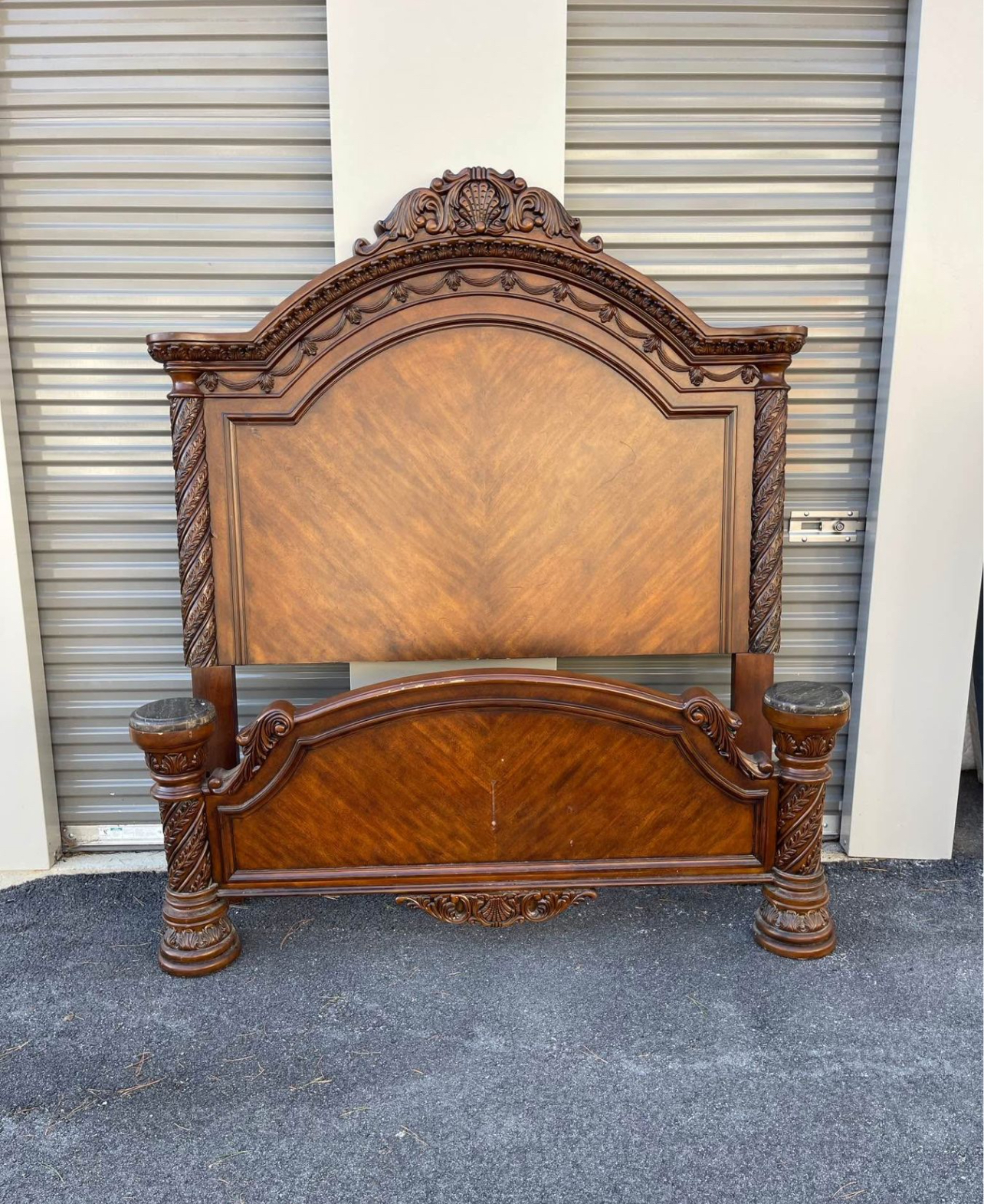 image of a queen size bed found in an abandoned storage unit.